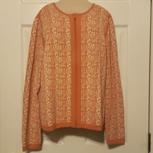 Orvis full zipper floral print sweater size medium